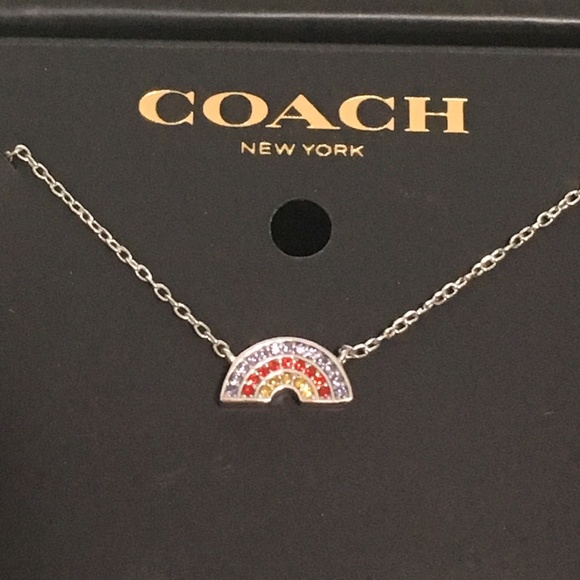 Coach Pave Crystal Rainbow Necklace 16" - Picture 2 of 3
